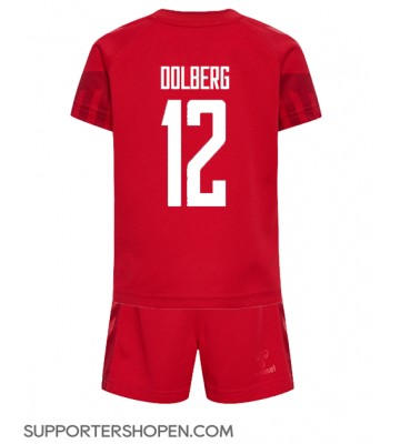 Danmark Kasper Dolberg #12 Hemmatröja Barn VM 2022 Kortärmad (+ korta byxor)